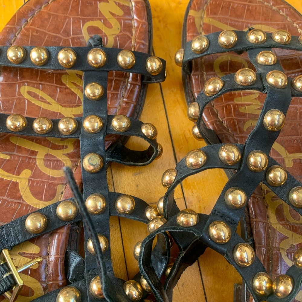 Black leather Sam Edelman gladiator sandals, size 7.5